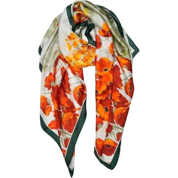 YOUR‎ SMILE Large Mulberry Silk Feeling Long Stain Scarf Lightweight Sunscreen - Picture 8 of 8